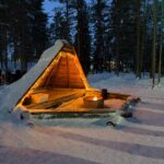 Campfire shelter at Arctic Circle Snowmobile Park in Levi