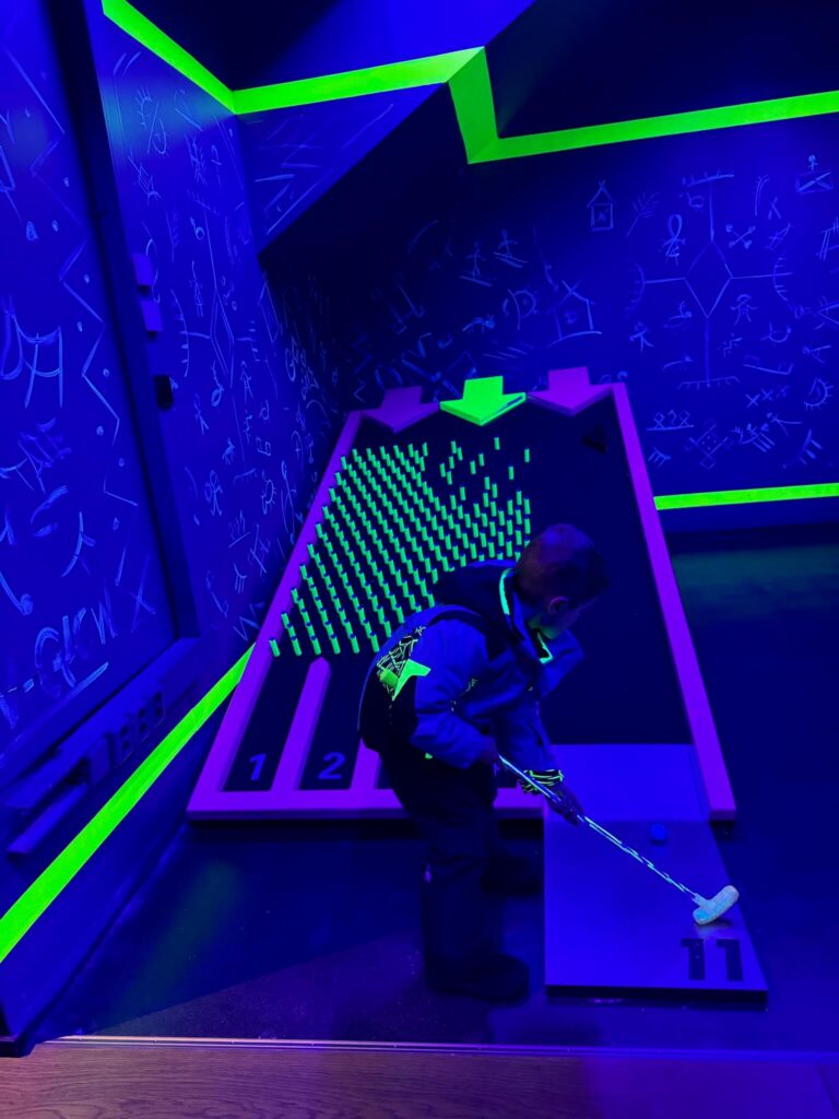Glow-in-the-dark crazy golf at Hook in Levi
