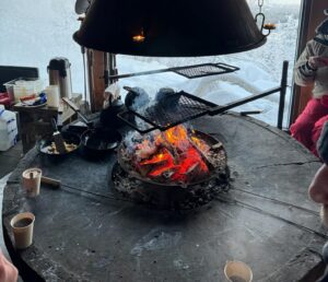 Fireplace and hot drinks at Levi’s Secret Café